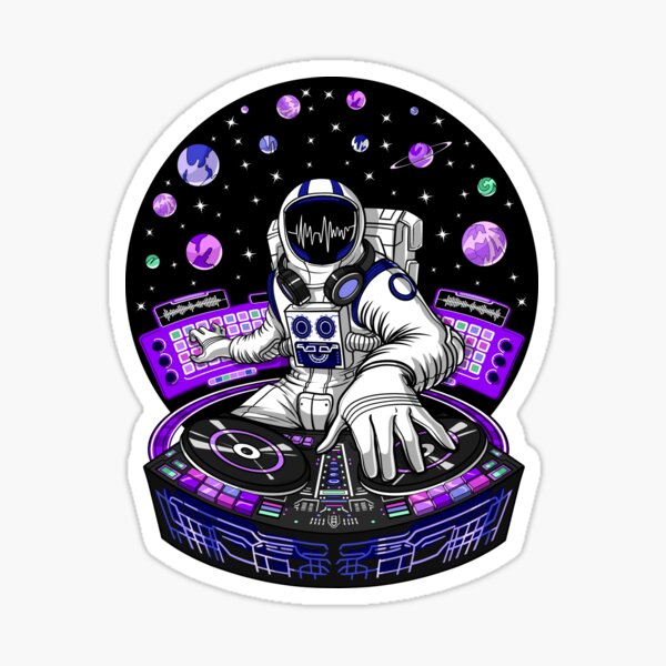 Astronaut Psychedelic DJ Sticker