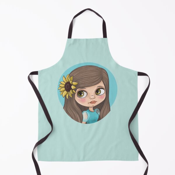 Item preview, Cute Sketchy Blythe Doll Face with Sunflower designed and sold by FreyaDraws.