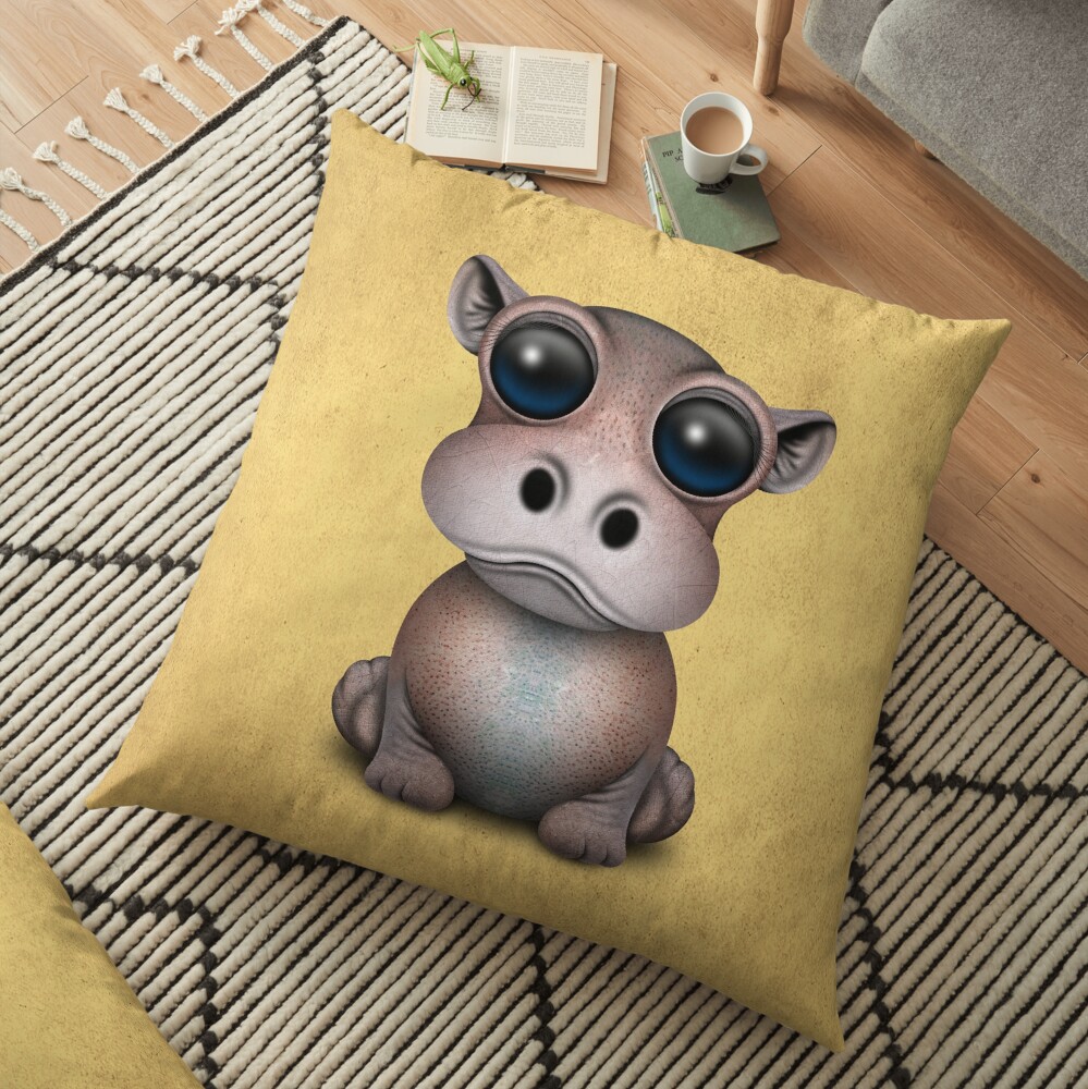 Cute Baby Hippo Floor Pillow