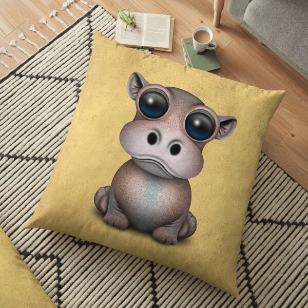 Cute Baby Hippo Floor Pillow