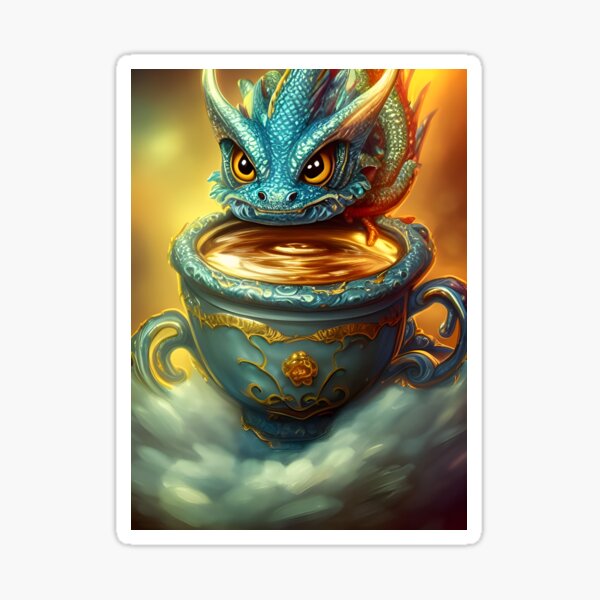 Item preview, Teal Dragon Perched On An Ornate Goblet designed and sold by SapphireMyst.