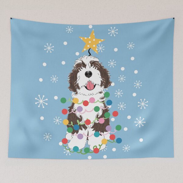 Item preview, Brown Brindle Bernedoodle Christmas Tree designed and sold by Lulupainting.