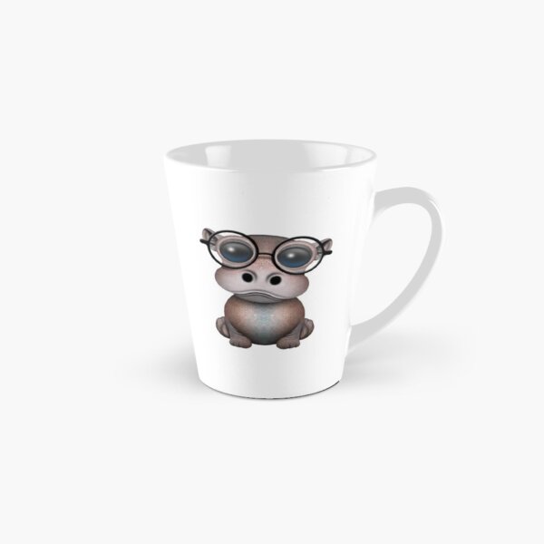 Aperçu de l'œuvre Cute hippopotame ringard bébé portant des lunettes sur bleu créée et vendue par JeffBartels.