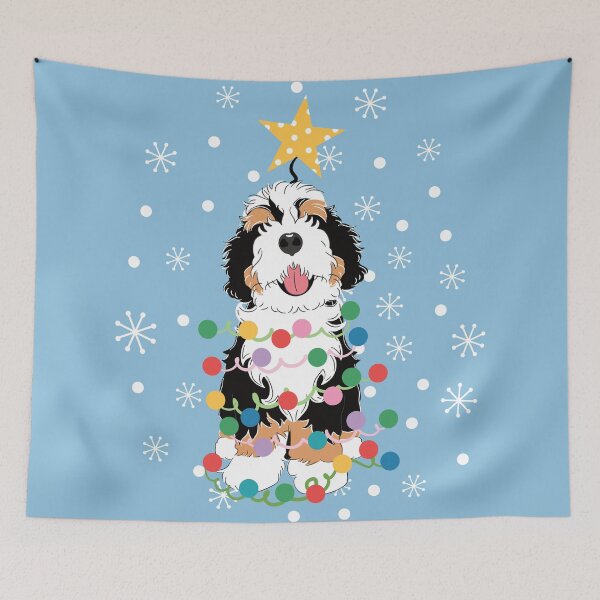 Item preview, Tri Color Bernedoodle Christmas Tree designed and sold by Lulupainting.
