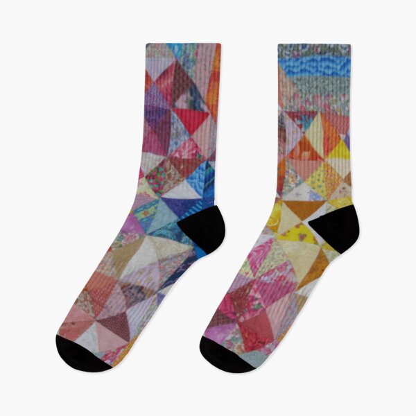 Item preview, Patchwork Art Mosaic Shapes Square Triangular Flower Circle Patterned Multi Color Spiral Cross in the Middle designed and sold by ErisMerch.