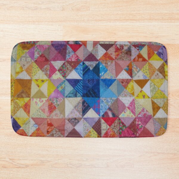 Item preview, Patchwork Art Mosaic Shapes Square Triangular Flower Circle Patterned Multi Color Spiral Cross in the Middle designed and sold by ErisMerch.