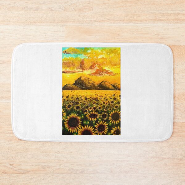 Item preview, Warm sunset sunflower colorful mountain landscape  designed and sold by Sorbelloart.