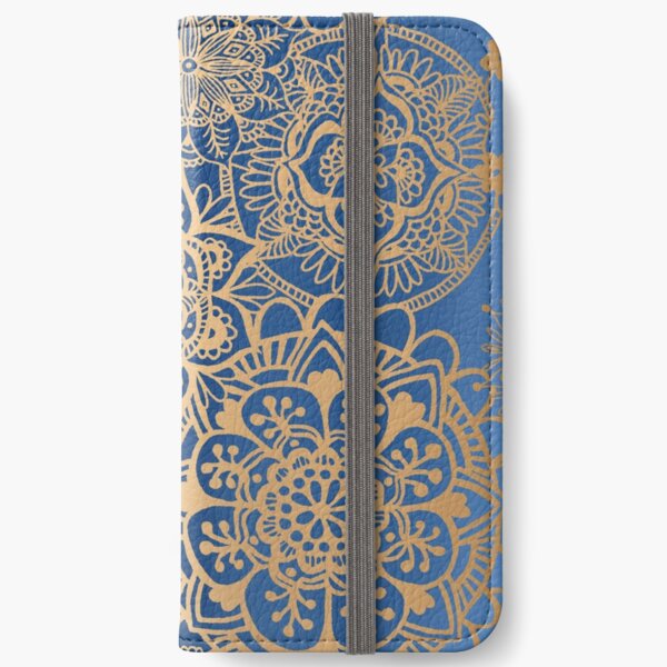 Blue and Gold Mandala Pattern iPhone Wallet