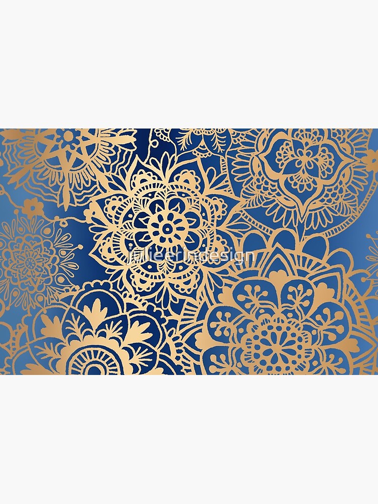 Blue and Gold Mandala Pattern by julieerindesign