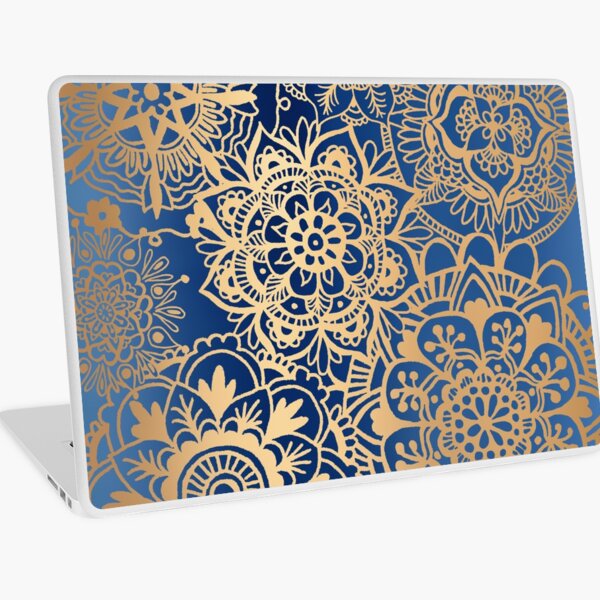 Blue and Gold Mandala Pattern Laptop Skin