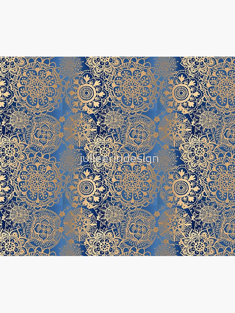 Blue and Gold Mandala Pattern by julieerindesign