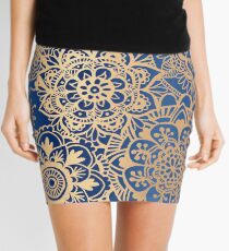 Blau und Goldmandala-Muster Minirock