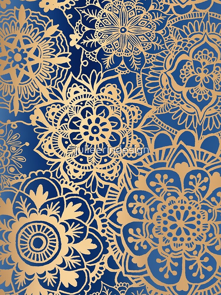 Blue and Gold Mandala Pattern by julieerindesign