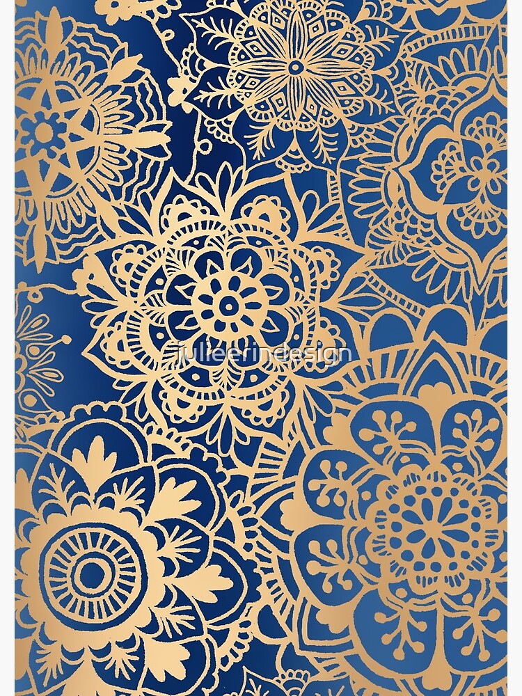 Blue and Gold Mandala Pattern by julieerindesign