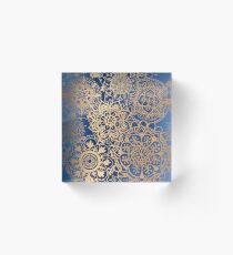 Blue and Gold Mandala Pattern Acrylic Block