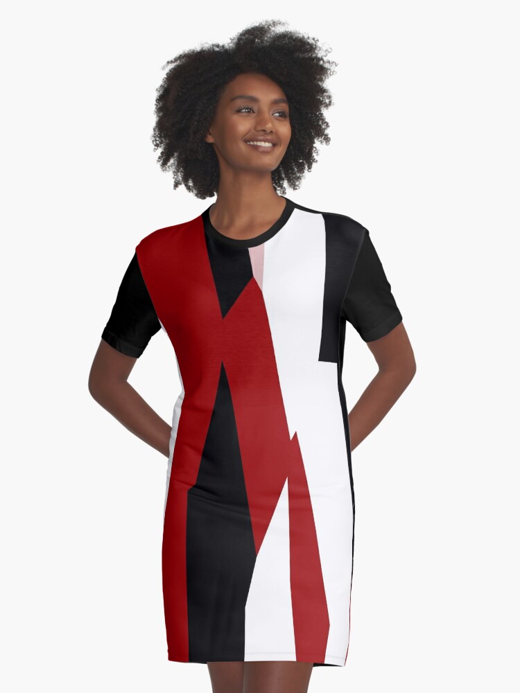 red black and white t shirt dress