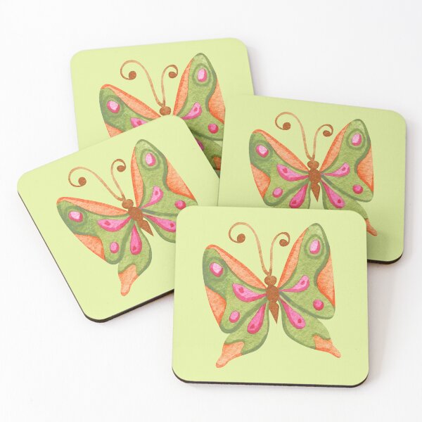Item preview, Colored butterfly on pale green background designed and sold by Tervezek.