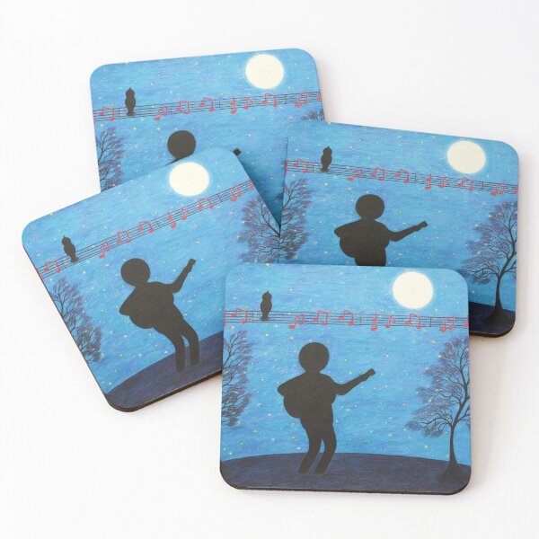 Item preview, Bird on the Wire - Guitarist, Music, Moon, Stars, Trees designed and sold by ClaudinesArt.