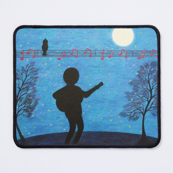 Item preview, Bird on the Wire - Guitarist, Music, Moon, Stars, Trees designed and sold by ClaudinesArt.