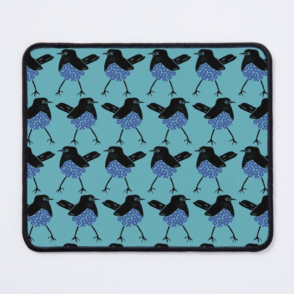 Item preview, Willy Wagtails and Geraldton Wax - Blue designed and sold by Jane Abbott Designs.