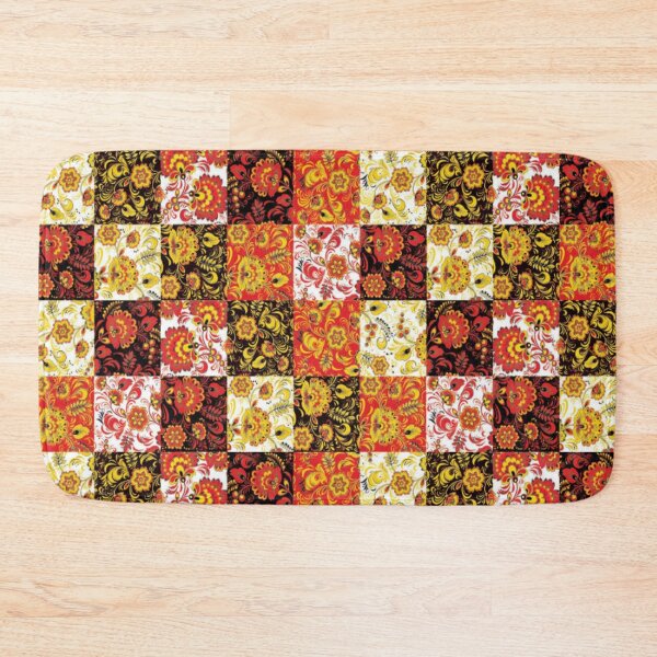 Item preview, Patchwork Mosaic Shape Square Checkerboard Flowers Light White Red Black  designed and sold by ErisMerch.