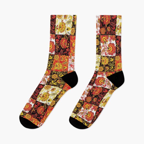 Item preview, Patchwork Mosaic Shape Square Checkerboard Flowers Light White Red Black  designed and sold by ErisMerch.