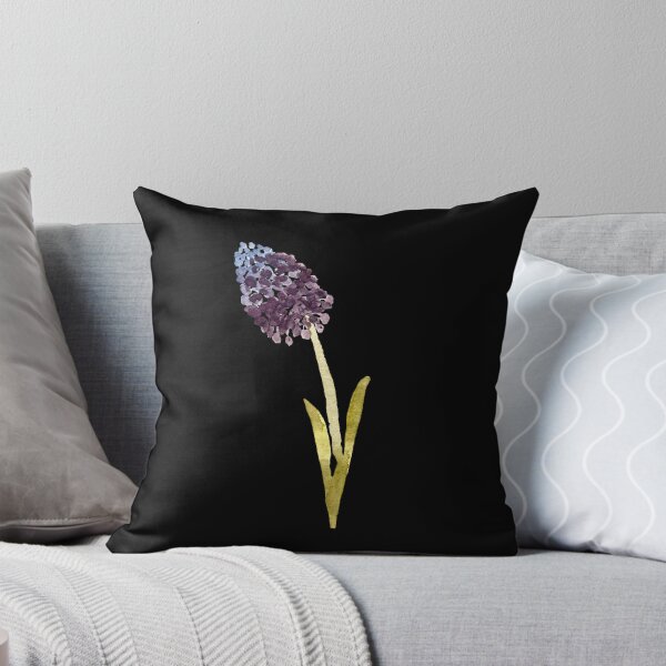 Item preview, Watercolor flower hyacinth illustration on black background  designed and sold by Yana Mustafina | Boho Soulful Designs.