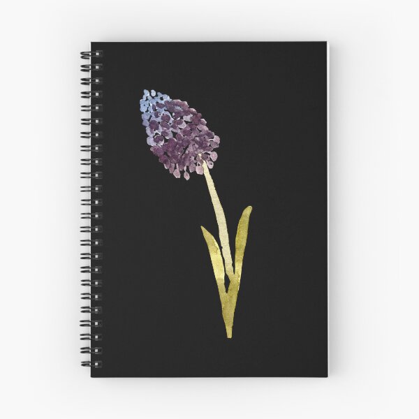 Item preview, Watercolor flower hyacinth illustration on black background  designed and sold by Yana Mustafina | Boho Soulful Designs.