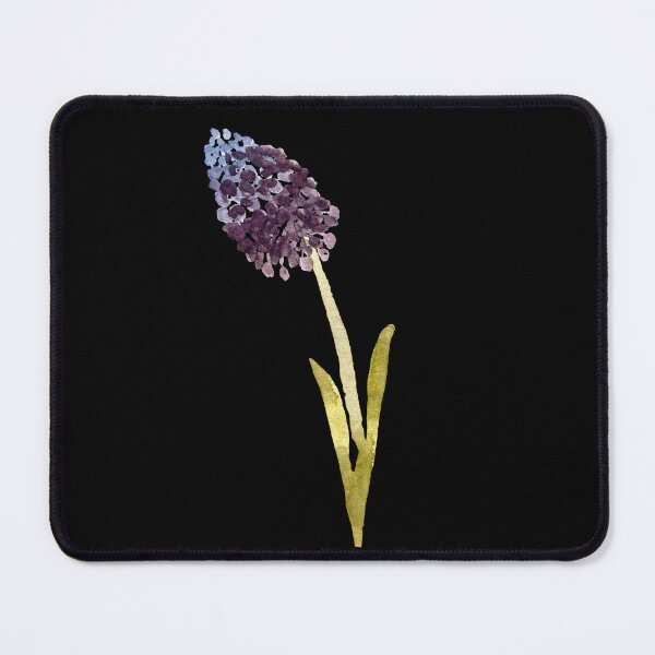 Item preview, Watercolor flower hyacinth illustration on black background designed and sold by Yana Mustafina | Boho Soulful Designs.