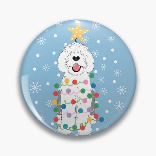 Item preview, Gray Grey White Sheepadoodle Christmas Tree 1 designed and sold by Lulupainting.