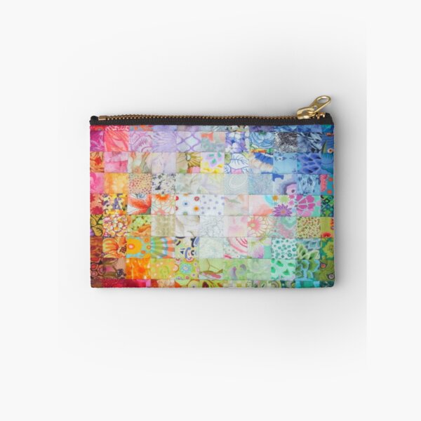 Item preview, Patchwork Mosaic Shape Checkered Square Pattern Flowers Plants Various Warm Shades  designed and sold by ErisMerch.