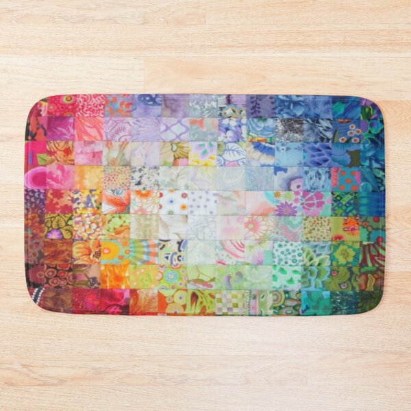 Item preview, Patchwork Mosaic Shape Checkered Square Pattern Flowers Plants Various Warm Shades  designed and sold by ErisMerch.