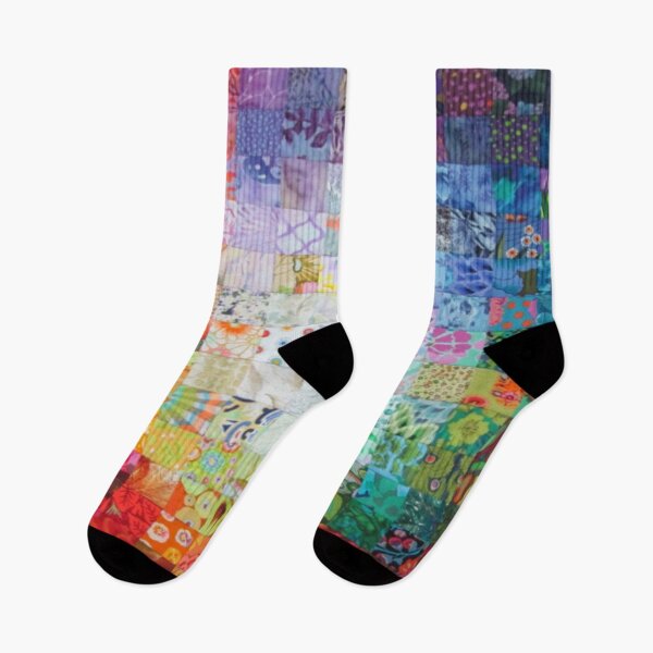Item preview, Patchwork Mosaic Shape Checkered Square Pattern Flowers Plants Various Warm Shades  designed and sold by ErisMerch.
