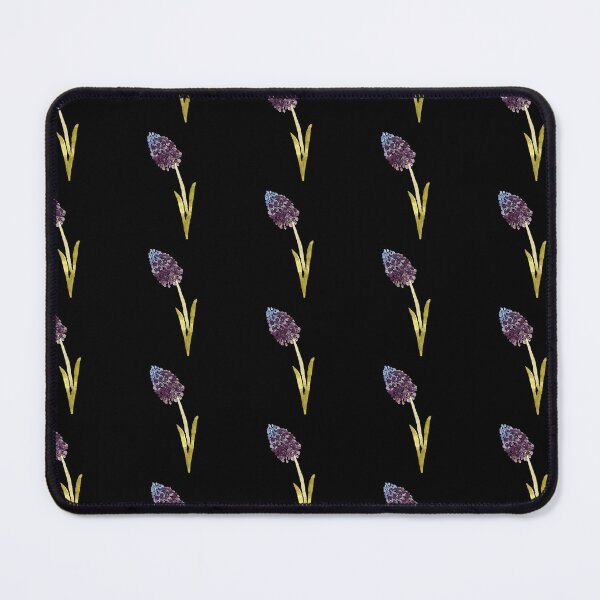 Item preview, Seamless black pattern hyacinth branch watercolor illustration designed and sold by Yana Mustafina | Boho Soulful Designs.