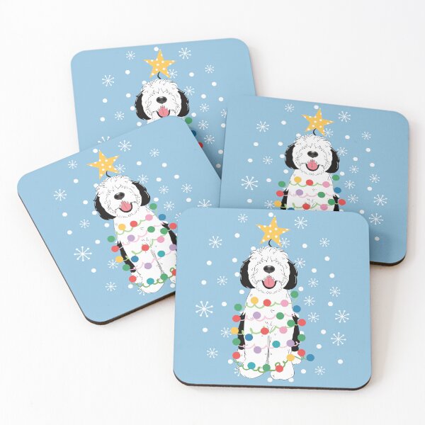 Item preview, Black White Sheepadoodle Christmas Tree 2 designed and sold by Lulupainting.