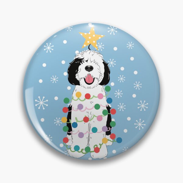 Item preview, Black White Sheepadoodle Christmas Tree 3 designed and sold by Lulupainting.