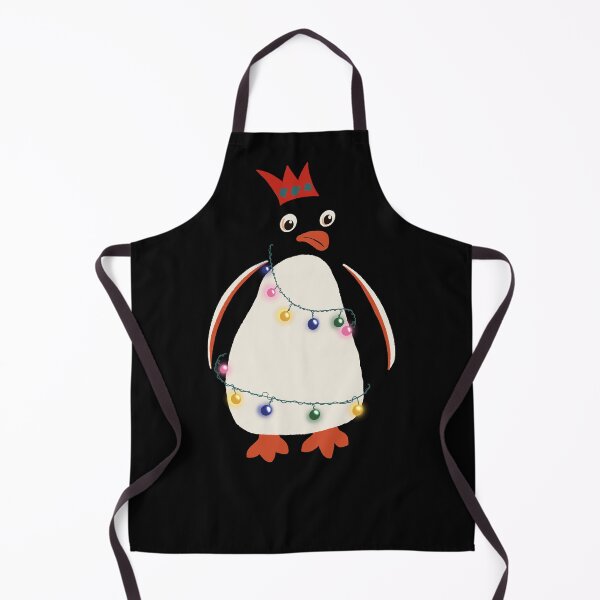 Item preview, Funny Cartoon Christmas Penguin wrapped in Fairy Lights and Wearing Paper Xmas Hat  designed and sold by NattyDesigns.