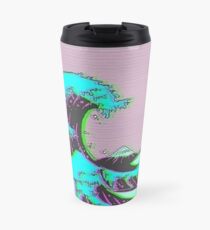 Taza de viaje La gran ola de Vaporwave Kanagawa