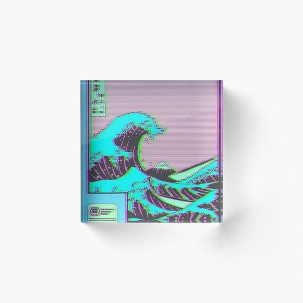 The Great Wave off Vaporwave Kanagawa Acrylic Block