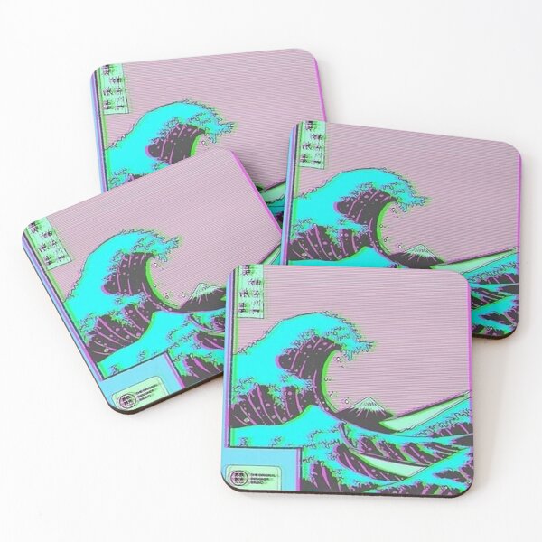 The Great Wave off Vaporwave Kanagawa Coasters (Set of 4)