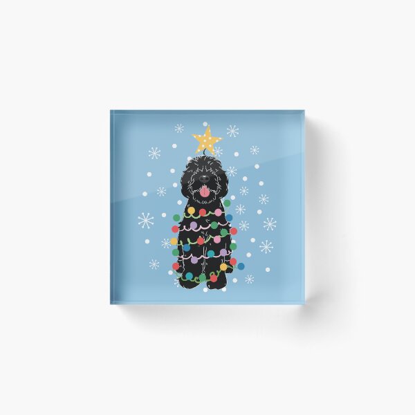 Artikelvorschau, Schwarzer Sheepadoodle-Weihnachtsbaum entworfen und verkauft von Lulupainting.