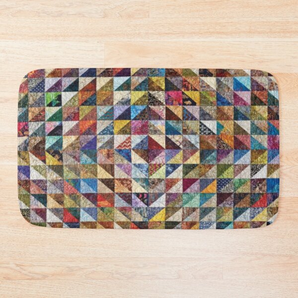 Item preview, Patchwork mosaic shape checkered triangles form a square and rhombus patterns various plant colors various warm shades  designed and sold by ErisMerch.