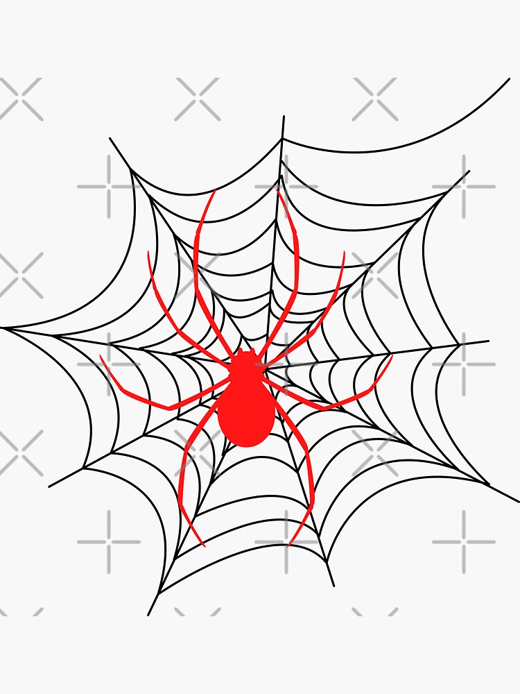 Sticker for Sale mit Rote Spinne im Netz von trendingatees