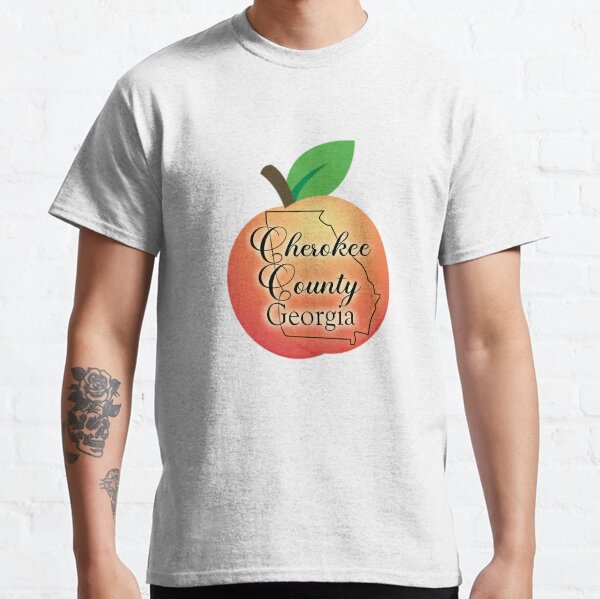 Cherokee County, Georgia Outline on Peach Classic T-Shirt