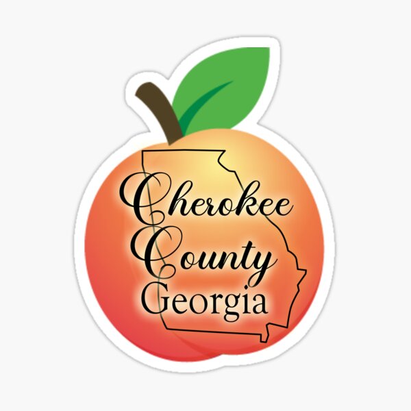 Cherokee County, Georgia Outline on Peach Sticker