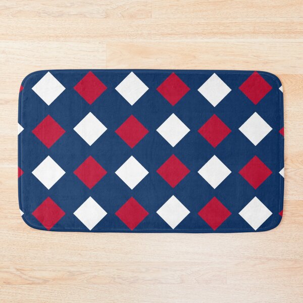 Item preview, Red and White Checkered Pattern Navy Blue Background designed and sold by GemsAnatomy.