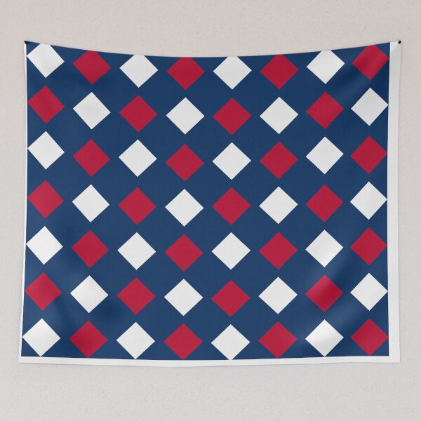 Item preview, Red and White Checkered Pattern Navy Blue Background designed and sold by GemsAnatomy.