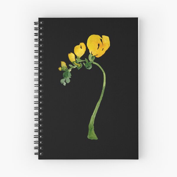 Item preview,  Watercolor yellow freesia illustration on black background  designed and sold by Yana Mustafina | Boho Soulful Designs.