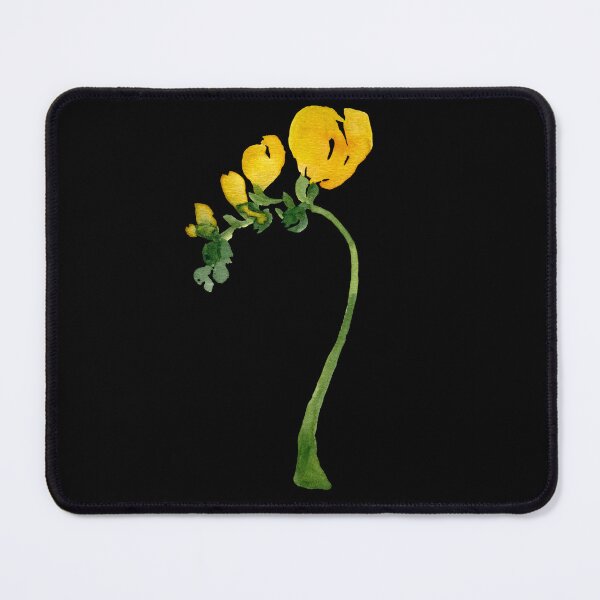 Item preview, Watercolor yellow freesia illustration on black background designed and sold by Yana Mustafina | Boho Soulful Designs.