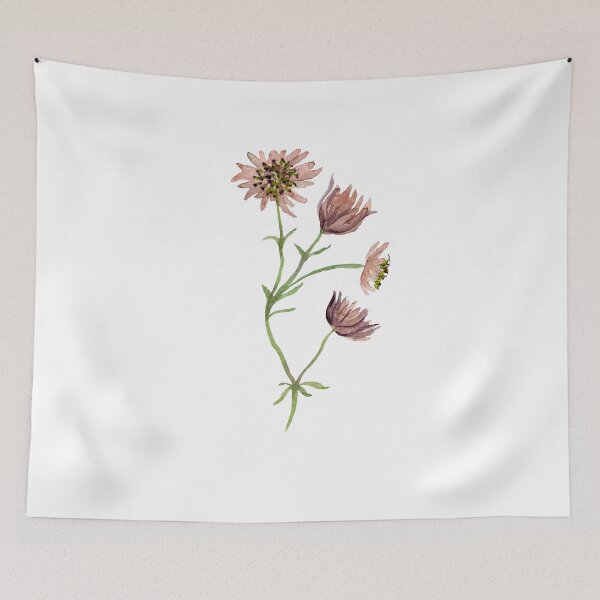 Item preview, Watercolor branch pink flower illustration single object designed and sold by Yana Mustafina | Boho Soulful Designs.